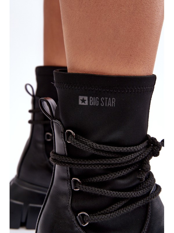 Lace-up Boots on Massive Platform Black Big Star MM274590