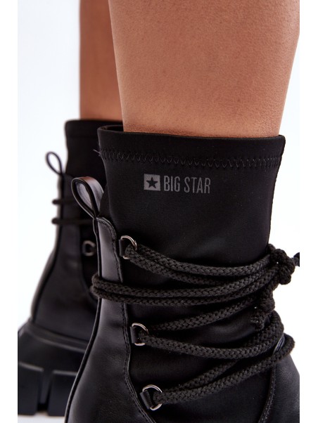 Lace-up Boots on Massive Platform Black Big Star MM274590