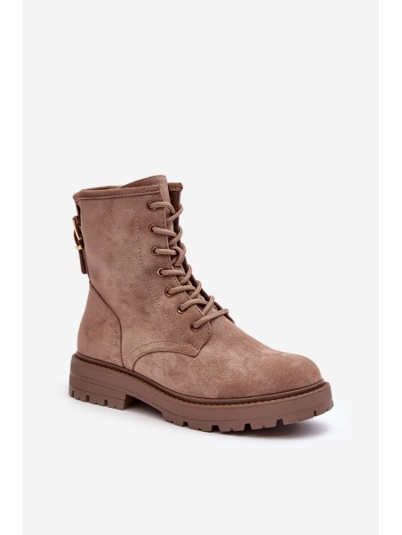 Women's Zip-Up Booties Dark Beige Ninsuni