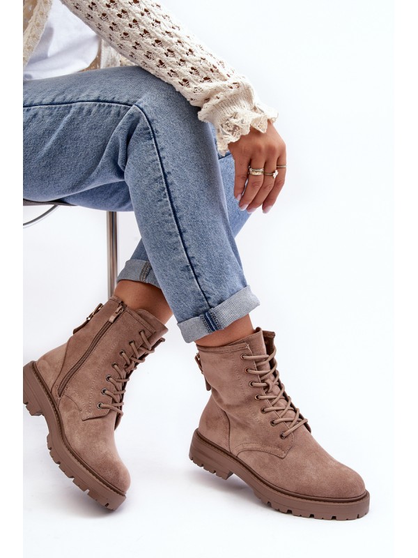 Women's Zip-Up Booties Dark Beige Ninsuni 2