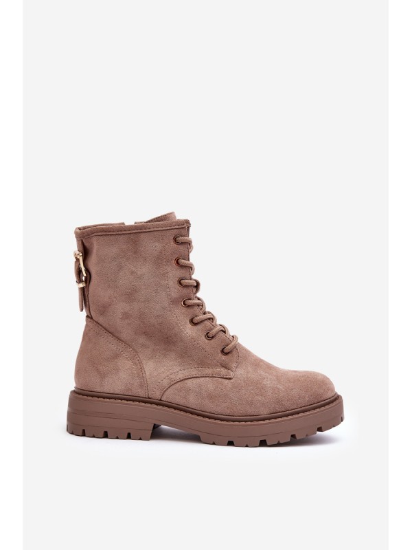 Women's Zip-Up Booties Dark Beige Ninsuni