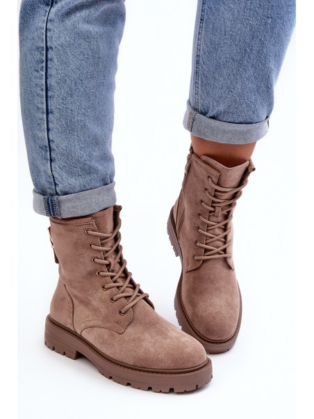 Women's Zip-Up Booties Dark Beige Ninsuni