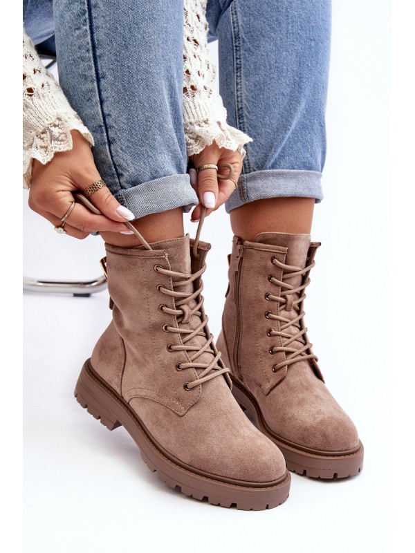 Women's Zip-Up Booties Dark Beige Ninsuni