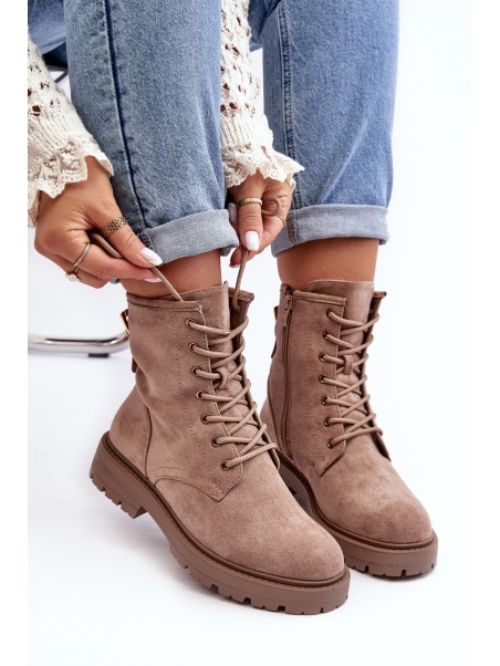 Women's Zip-Up Booties Dark Beige Ninsuni