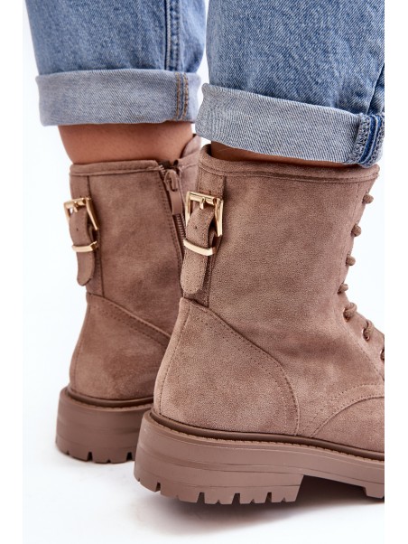 Women's Zip-Up Booties Dark Beige Ninsuni