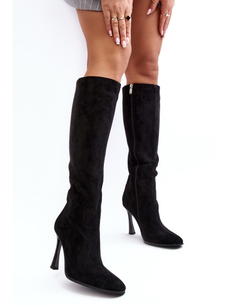 Women's Heeled Fur-Lined Boots Black Isot