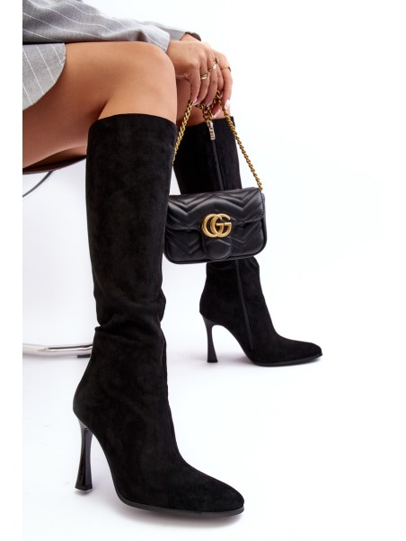 Women's Heeled Fur-Lined Boots Black Isot