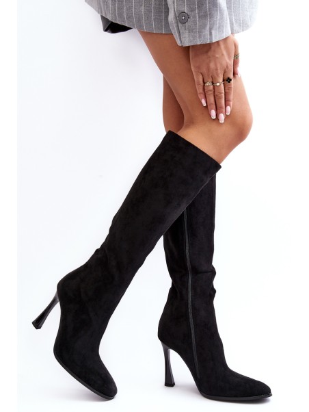 Women's Heeled Fur-Lined Boots Black Isot