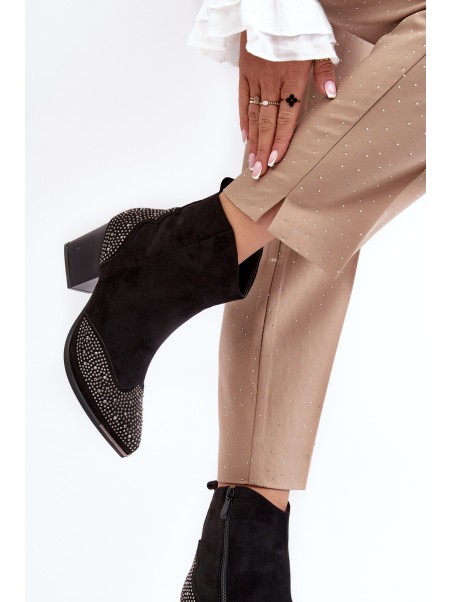 Women's Embellished Cowboy Boots On Heel Black Eleduana