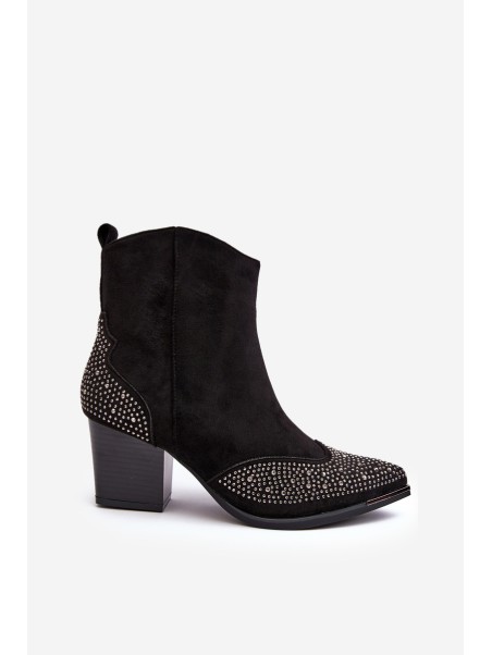 Women's Embellished Cowboy Boots On Heel Black Eleduana