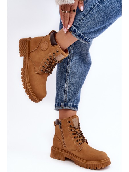 Leather Lined Fur-Lined Boots Trapper Camel Felizia