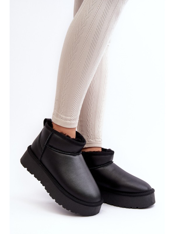 Women's Leather Snow Boots On Platform Black Loreley 2