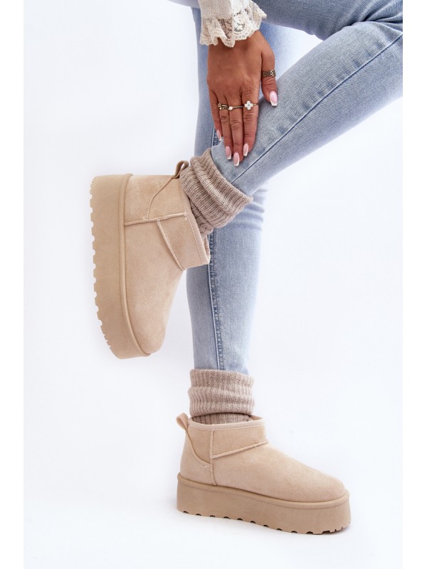 Women's Suede Snow Boots on Platform Light Beige Corcoran 2