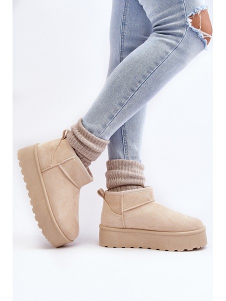 Women's Suede Snow Boots on Platform Light Beige Corcoran