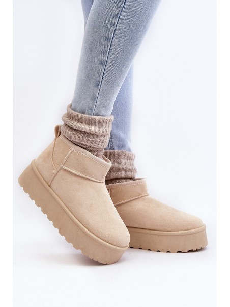 Women's Suede Snow Boots on Platform Light Beige Corcoran