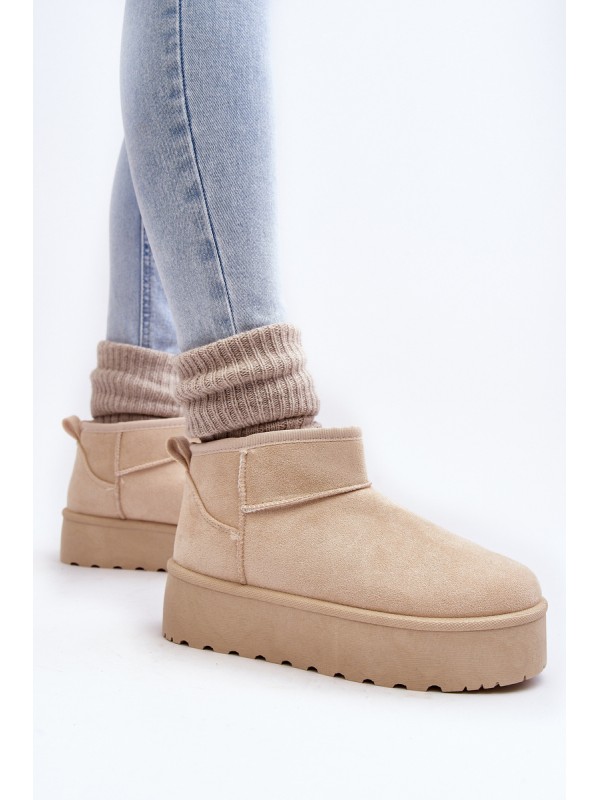 Women's Suede Snow Boots on Platform Light Beige Corcoran