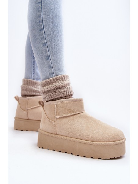 Women's Suede Snow Boots on Platform Light Beige Corcoran