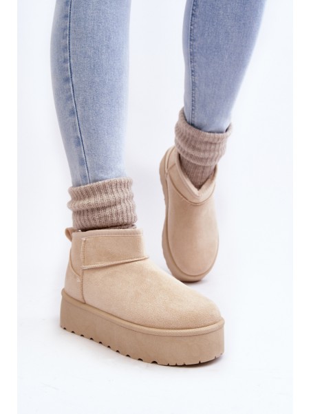 Women's Suede Snow Boots on Platform Light Beige Corcoran