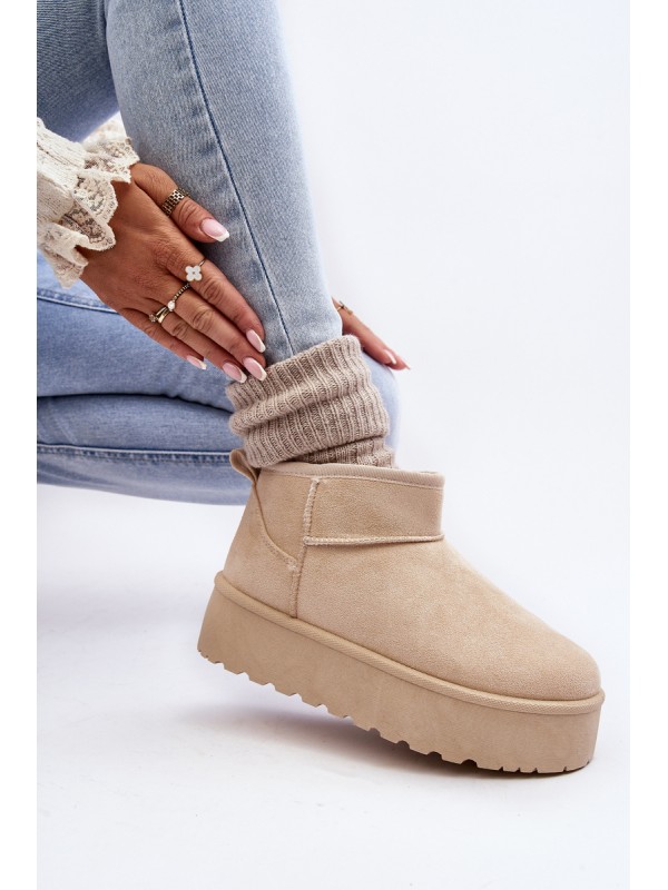 Women's Suede Snow Boots on Platform Light Beige Corcoran