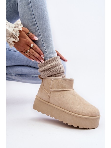 Women's Suede Snow Boots on Platform Light Beige Corcoran