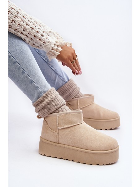 Women's Suede Snow Boots on Platform Light Beige Corcoran