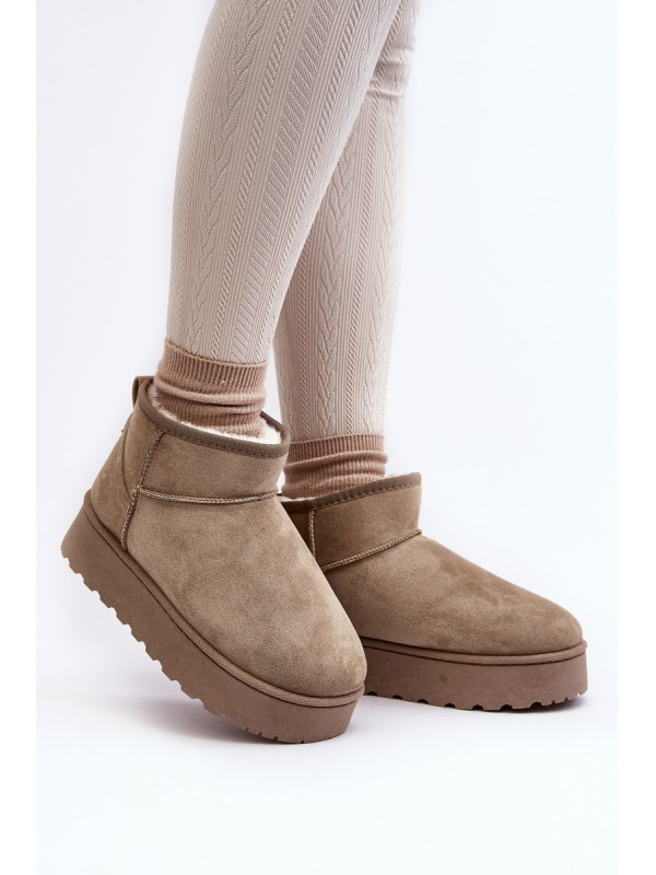 Women's Snow Boots On Platform Lined With Faux Fur Green Xamella