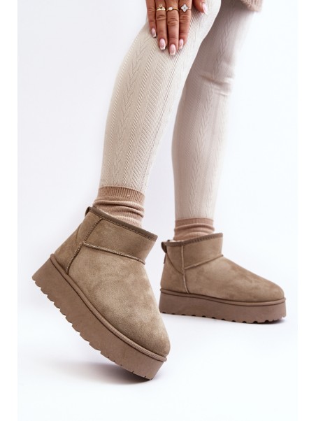 Women's Snow Boots On Platform Lined With Faux Fur Green Xamella
