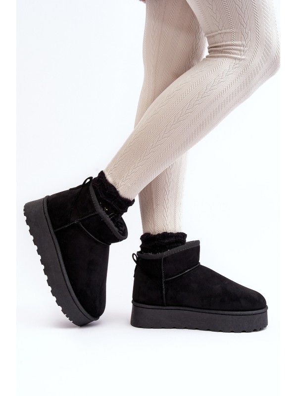 Women's Snow Boots On Platform Lined With Fur Black Xamella