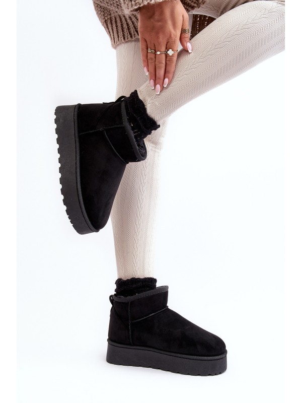 Women's Snow Boots On Platform Lined With Fur Black Xamella