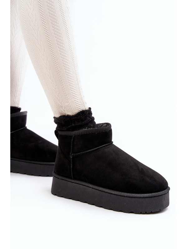 Women's Snow Boots On Platform Lined With Fur Black Xamella