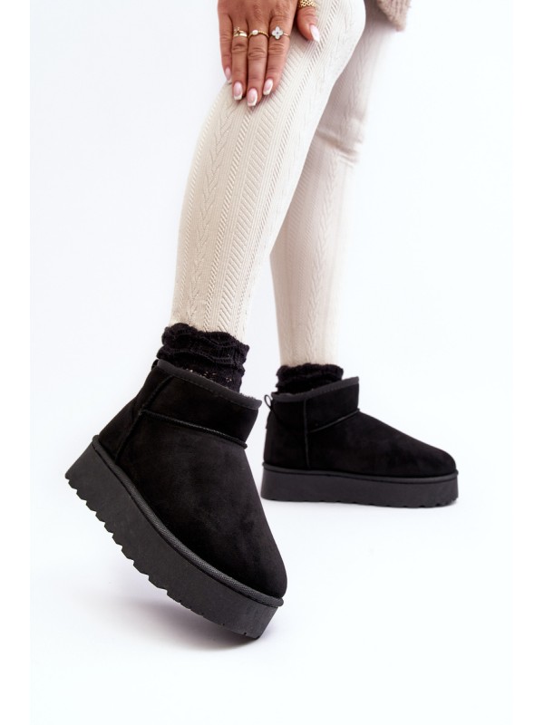 Women's Snow Boots On Platform Lined With Fur Black Xamella