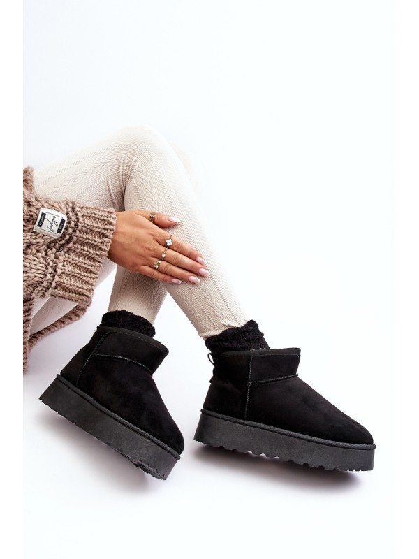 Women's Snow Boots On Platform Lined With Fur Black Xamella