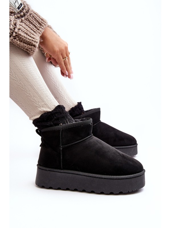 Women's Snow Boots On Platform Lined With Fur Black Xamella