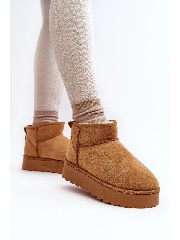 Women's Snow Boots on Platform with Faux Fur Lining Camel Xamella