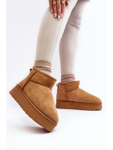 Women's Snow Boots on Platform with Faux Fur Lining Camel Xamella