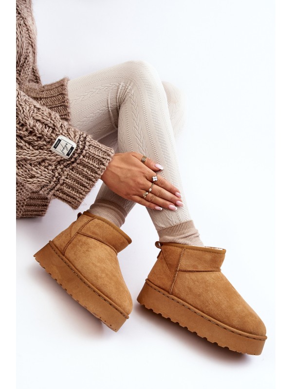 Women's Snow Boots on Platform with Faux Fur Lining Camel Xamella