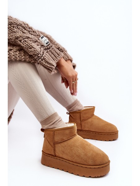 Women's Snow Boots on Platform with Faux Fur Lining Camel Xamella