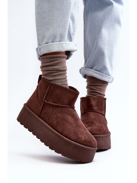 Suede Platform Snow Boots Brown Corcoran