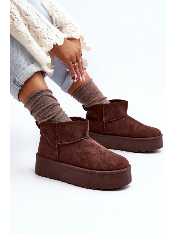 Suede Platform Snow Boots Brown Corcoran