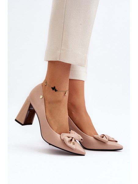 Pumps With Bow On Stiletto Beige Ariemessa