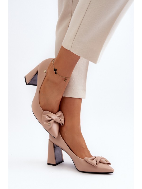 Pumps With Bow On Stiletto Beige Ariemessa