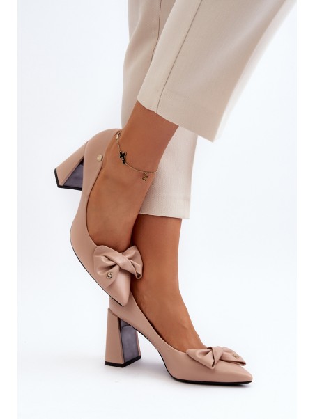 Pumps With Bow On Stiletto Beige Ariemessa
