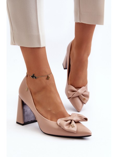 Pumps With Bow On Stiletto Beige Ariemessa