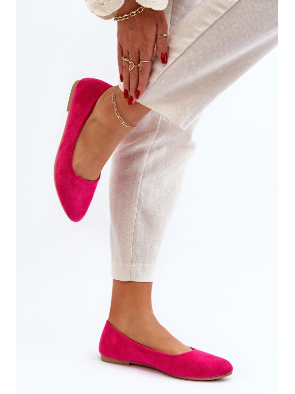 Women's Pink Suede Ballerina Flats Kommia
