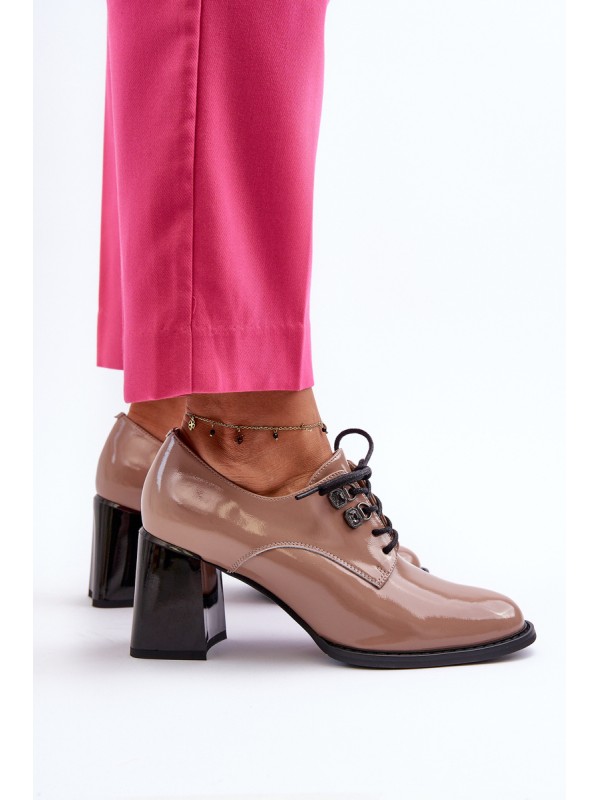 Women's Patent Leather Pumps Beige Nelione