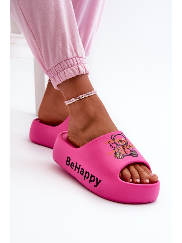 Light Women's Slides on Thick Sole with Bear Foam Pink Serefina