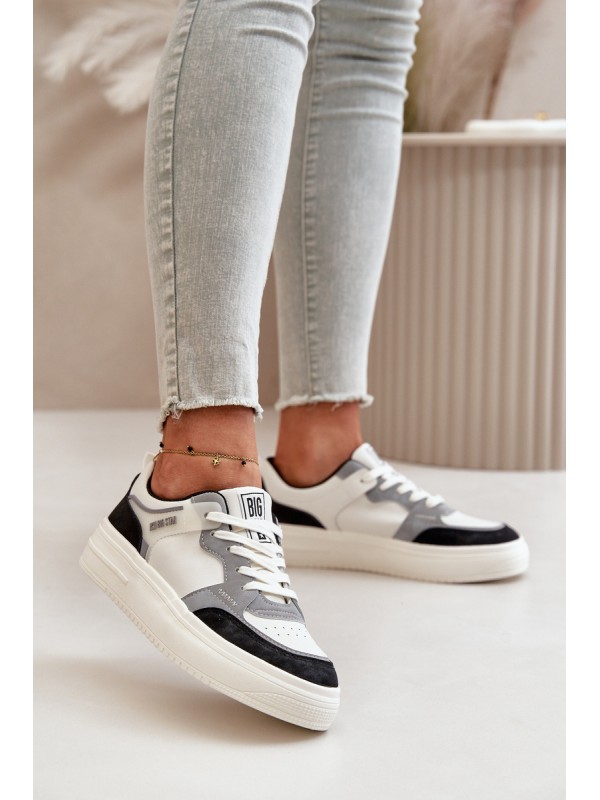 Women's Low Sneakers Made Of Eco Leather Big Star OO274028 White-Gray