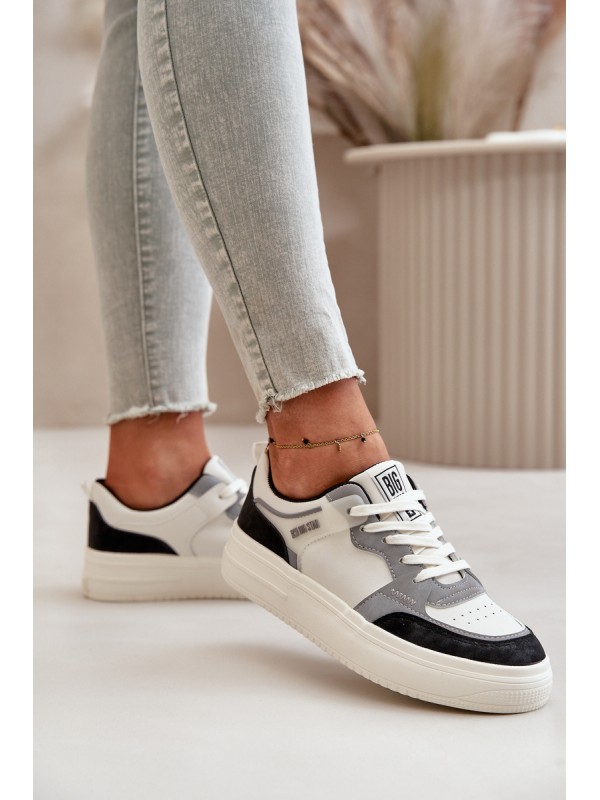 Women's Low Sneakers Made Of Eco Leather Big Star OO274028 White-Gray