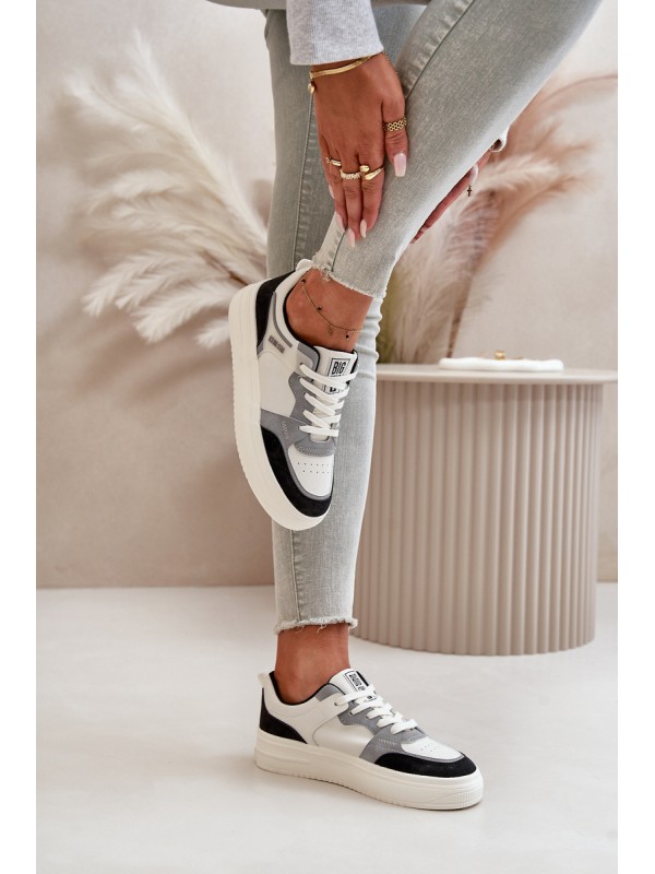 Women's Low Sneakers Made Of Eco Leather Big Star OO274028 White-Gray