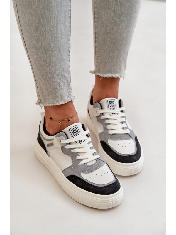 Women's Low Sneakers Made Of Eco Leather Big Star OO274028 White-Gray